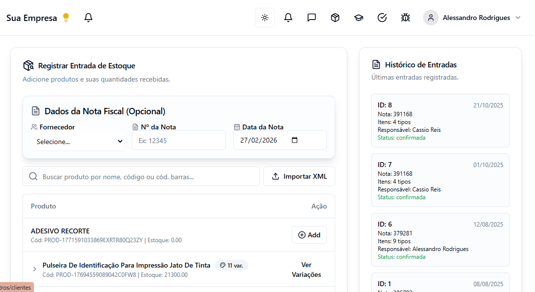 Visual do módulo Estoque organizado para evitar falta e desperdício